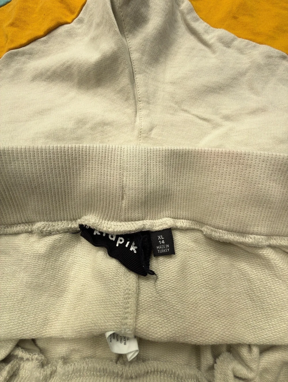Kipik Colorblock Shorts Cream Mustard Light Blue Athletic Sweat - Boys XL